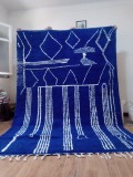 Moroccan Beni Ourain style - Handwoven Rug - blue carpet  - Wool - 300 X 208cm