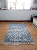 Moroccan hand woven Rug - Full Light Gray with White Pattern - Wool - 190 X 118cm