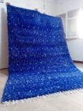 Moroccan hand woven beni ourain style - dots rug - blue & Ivory Dots carpet 300 X 194cm