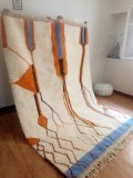  Moroccan Hand Woven Rug - Beni Ourain Style - Orange Colored Pattern Carpet  - Wool - 280 X 190cm