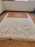 Moroccan ٌRug - Handmade Rug - Brown square - Dots design -  Wool - 282 X 212cm