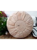 Natural Beige  leather pouf - Marrakch handmade poof( (ottoman) unstuffed