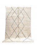 Moroccan Beni Ourain Tribal Rug - Shag Pile - Wool - 340 X 240cm - white wool - black sides