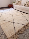 Moroccan Beni Ourain - Black White - Tribal Rug - Shag Pile - Full Wool - 240 X 165cm