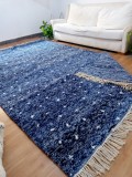 Moroccan hand woven beni ourain fots rug style - dark blue skye with starts - authentic moroccan rug -Wool - 300 X 200cm