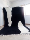 Moroccan Handmade Rug - Black Color & white Pattern - Hand woven Rug - 325 X 195cm