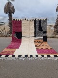 Moroccan handmade rug  - brown & black & pink -  371 X 276cm