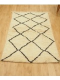 Moroccan Rug - Beni Ourain Tribal Rug - Shag Pile - Natural Wool - 136 X 85cm