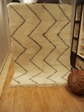 Moroccan HandWoven Rug - Beni Ourain Tribal Carpet - Shag Pile - Natural Wool - 265 x 178cm