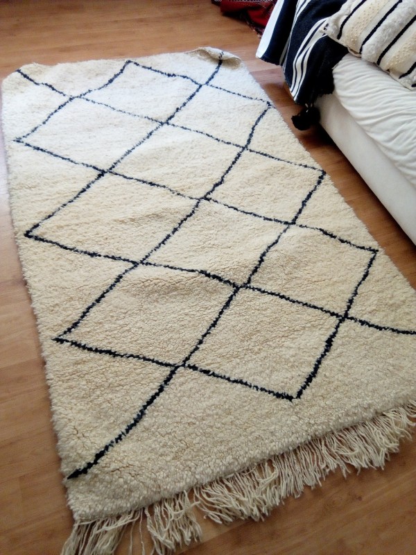 Wonderful Small Beni Ouarain Rug - Carpets tapis teppich - Shag Pile - Natural Wool  - 148 X 87cm