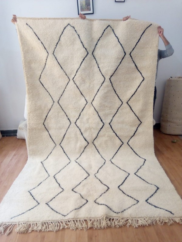 Moroccan Rug - Beni Ourain Tribal Rug Style - Shag Pile - Full Wool - 310 X 190cm