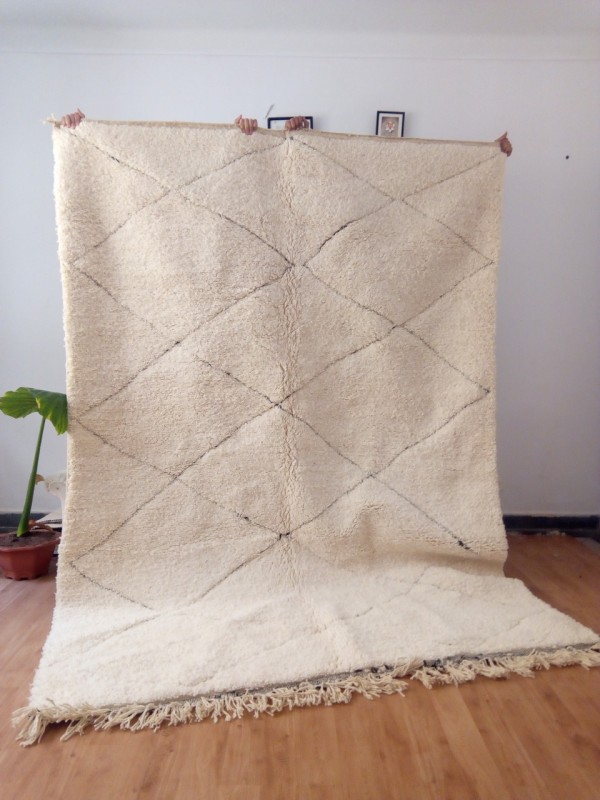 Moroccan Rug - Beni Ourain Tribal Rug - Shag Pile - Natural Wool - 290 X 195cm