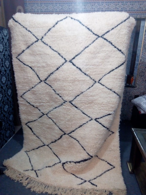 Moroccan Beni Ourain  Rug - carpet tapis teppich - Shag Pile - Natural  Wool - 220 X 150cm