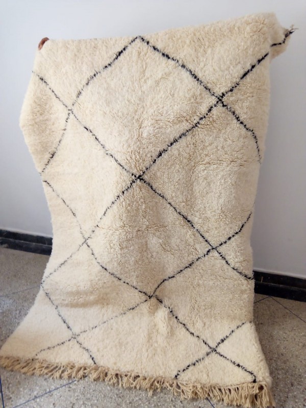 Moroccan Beni Ourain Tribal Rug - Shag Pile - Full Wool - 220 X 160cm