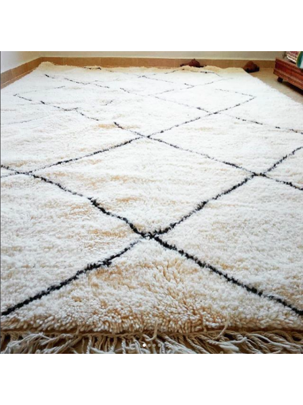 Moroccan Beni Ourain Tribal Rug - Shag Pile - Natural Wool - 300 X 200cm