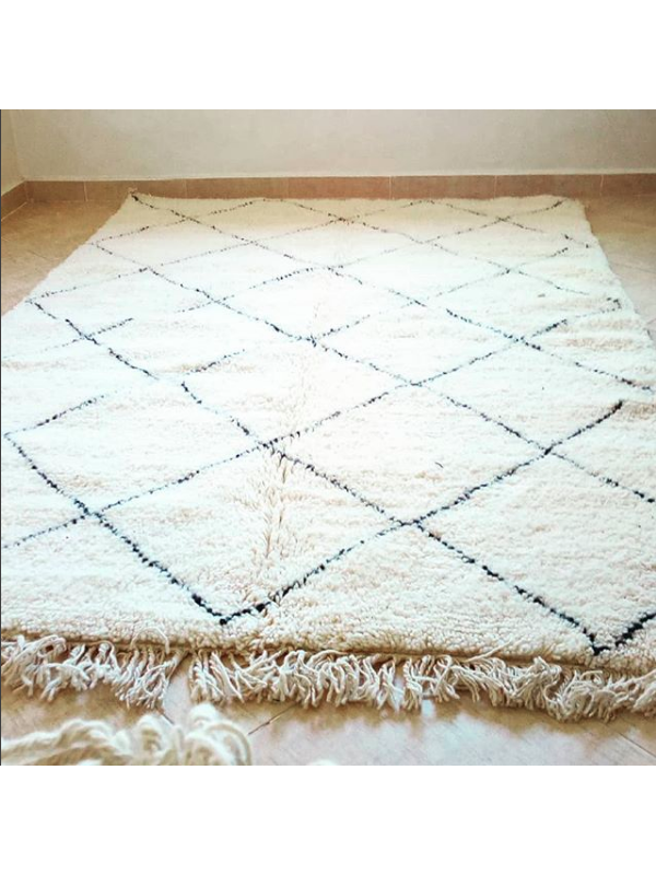 Moroccan beni ourain rug - authentic  rug (teppich - tapis)  - Natural Wool - 256 X 175cm
