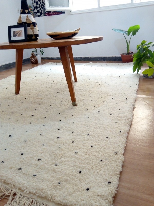 Beni Ourain Rug Style - Hand Woven Wool - Dot Carpet - Tribal Rug  - 300X200cm