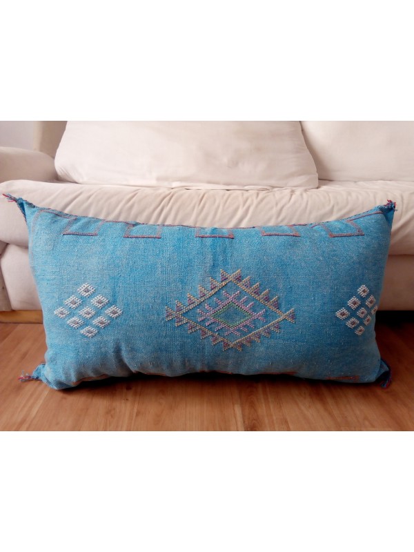 LUMBAR Sabra silk large Moroccan sabra CACTUS Silk pillow - Ligth Blue pillow unstuffed 
