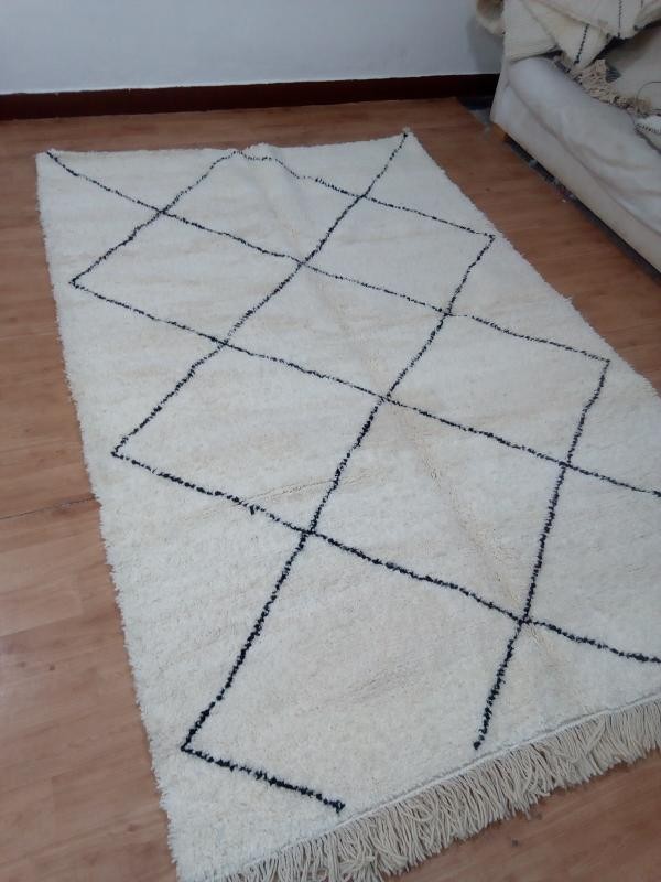 Moroccan Handwoven Beni Ourain Style - Shag Pile - Full Wool Rug - 257 X 164cm 