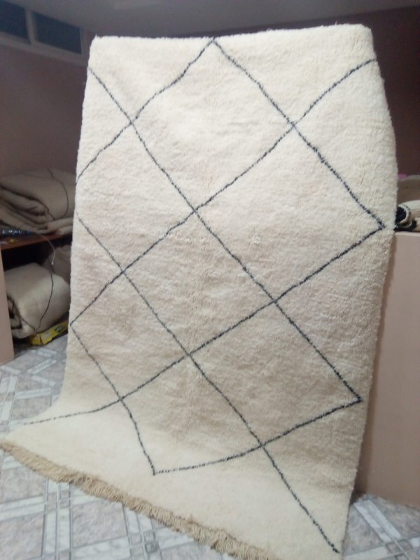 Berber Rug ٍStyle - Handmade Style Beni Ourain Carpet  - Shag Pile - Natural Wool - 250 X 177cm
