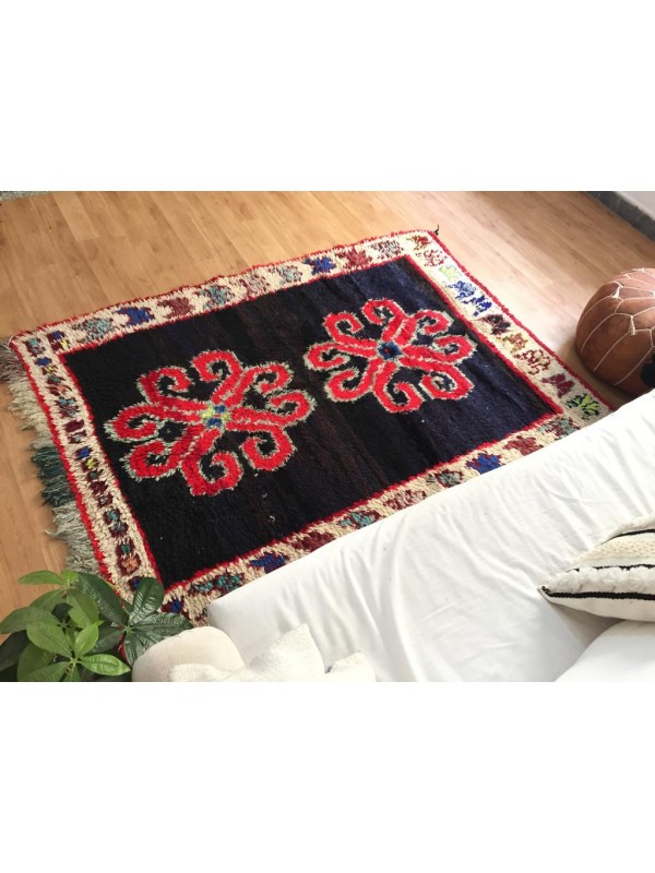 Vintage Moroccan Boucherouite (Boucheroute) Rug - Authentic rugs - Natural Wool - 190x130