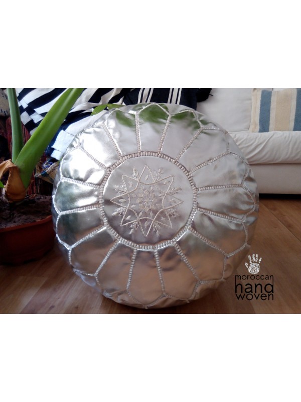 Moroccan silver handmade pouf( (ottoman) unstuffed