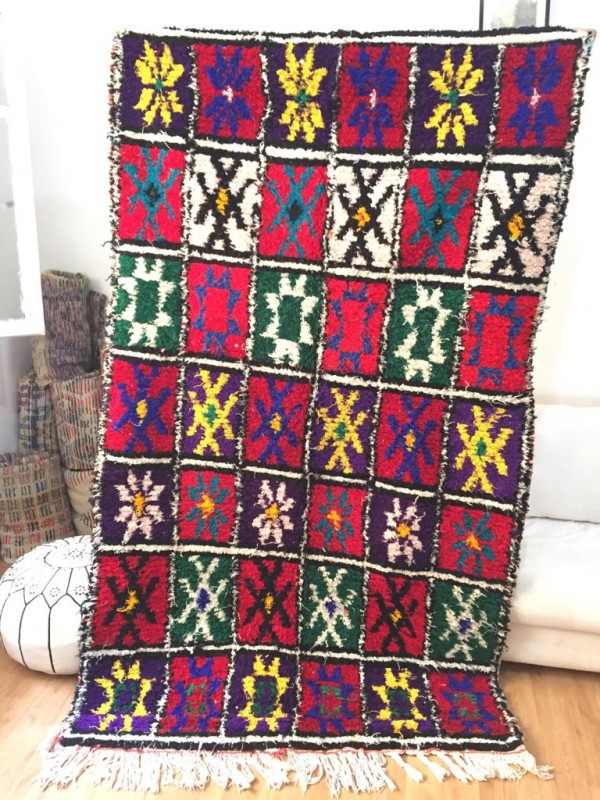 Vintage Moroccan Boucherouite (Boucheroute) Rug - Authentic rugs - Natural Wool - 240x136