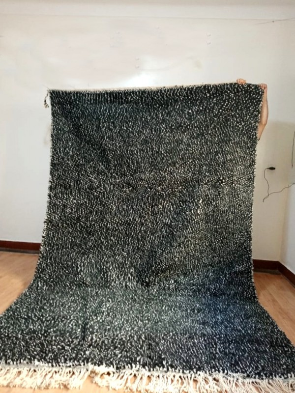 Moroccan Beni Ourain Style -  Shag Pile - black & Dots rug  -  308 X 200cm