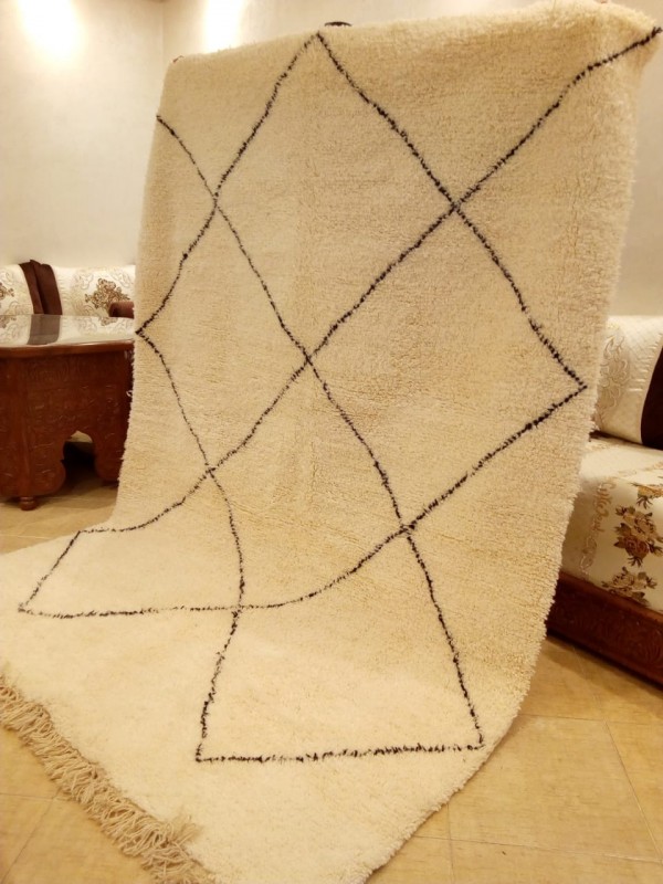 Moroccan Beni Ourain Style - Handmade carpet  - Tribal Rug - Shaggy - Full Wool - 257 X 177cm