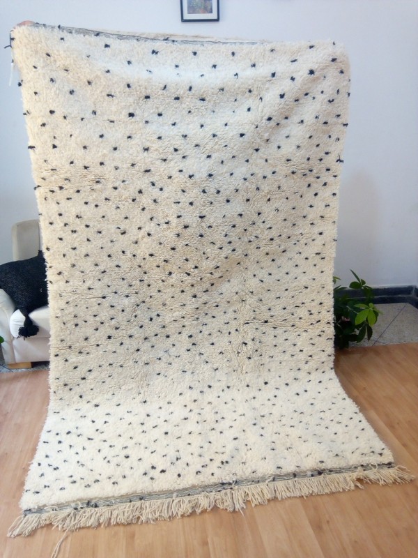 Moroccan hand woven dots Beni Ourain Style - Dots Tribal Rug - Berber Carpet - Wool - 260 X 162cm