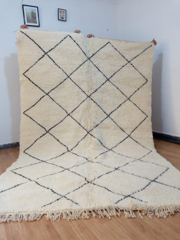 Moroccan beni ourain rug style - Small Diamond pattern - Moroccan  rugs - Full Wool - 314 X 208cm