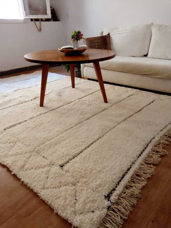 Beautiful Berber carpet - Beni Ourain Tribal Rug Style- Shag Pile -  Wool - 315 X 203cm