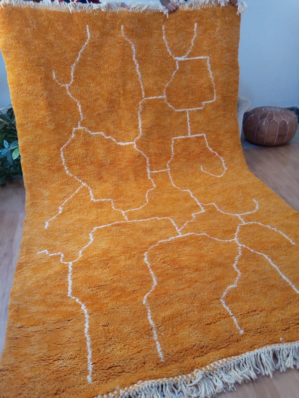 Moroccan hand woven beni ourain style - Orange rug - authentic hand woven moroccan rug -Wool - 300 X 200cm