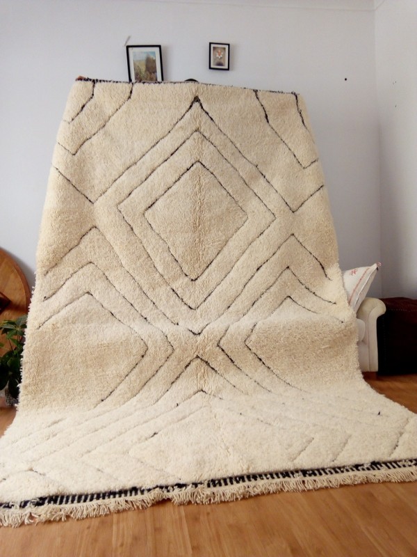 Beni Ourain Rug Style Natural Wool - Beautiful Pattern - Tribal Rug - Full Wool - 310X197cm