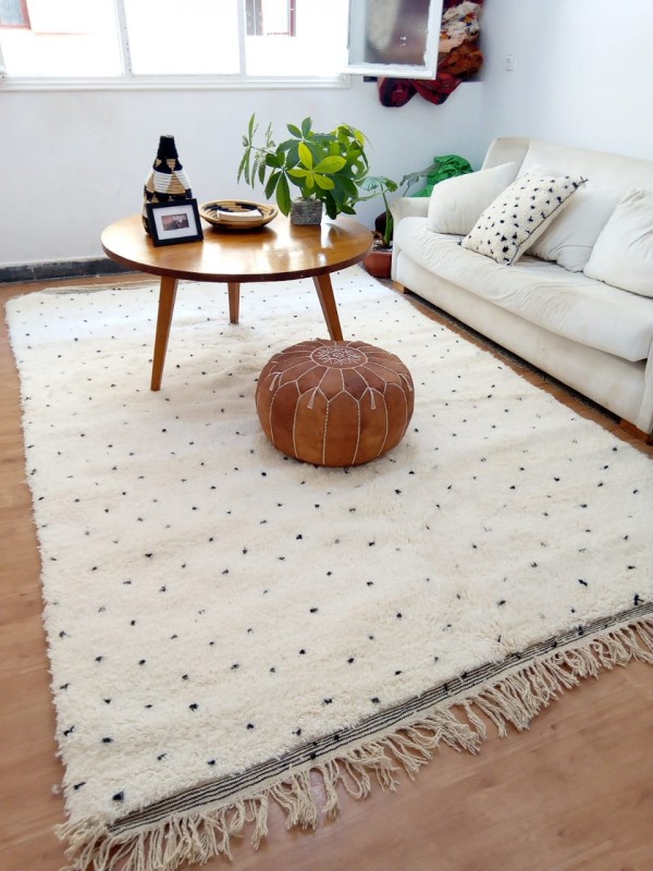 Beni Ourain Rug Style - Hand Woven Wool - Dot Carpet - Tribal Rug  - 318X201cm