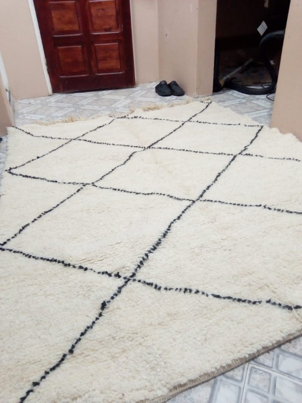 Moroccan Beni Ourain Tribal Rug - Shag Pile - Full Wool - 190 X 150cm