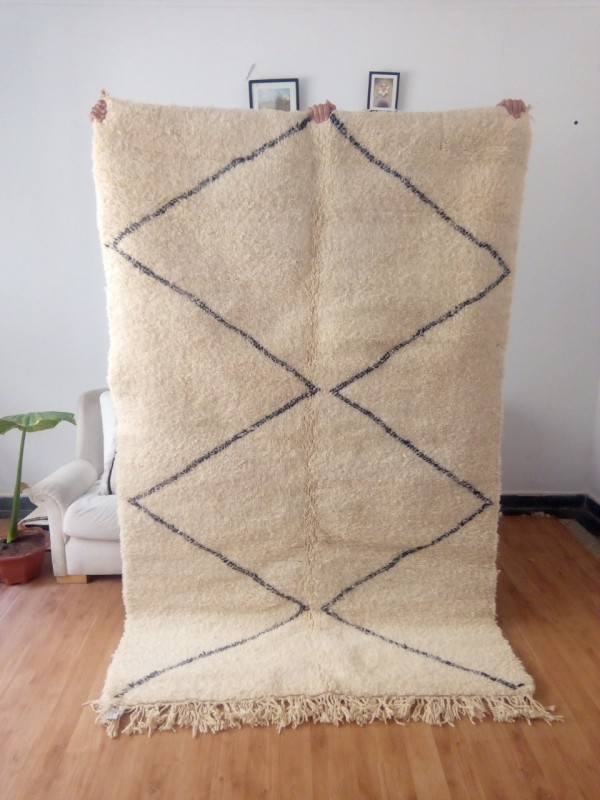 Beni Ourain Rug - Shag Pile - Natural Wool - 250 X 160cm