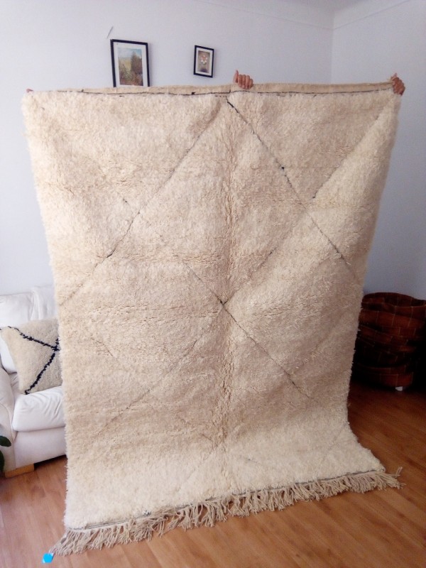 Moroccan Beni Ourain rug Style - handmade - Diamond pattern  -  Wool - 235 X 167cm