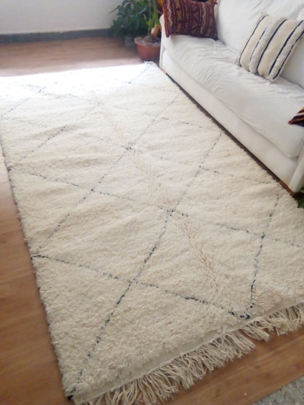 Berber Rug - Style beni ourain carpet - Diamond pattern - Authentic rugs - Wool Carpet - 274 X 157cm