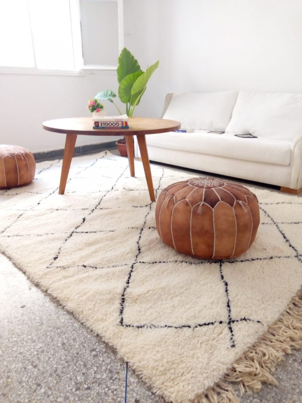 Berber Rug ٍStyle  beni ourain carpet - Diamond pattern - Natural Wool - 320 X 200cm