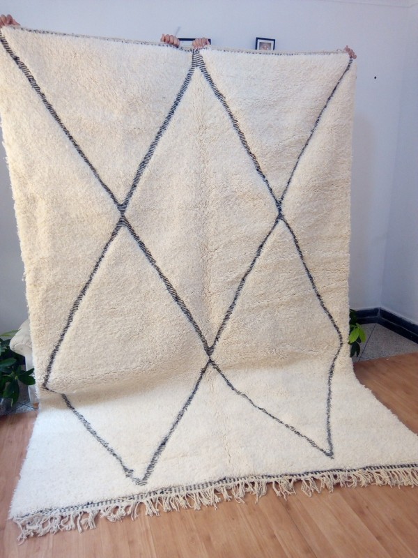 Moroccan Beni Ourain Tribal Rug Style  - Thick Line - Full Wool - 310 X 215cm