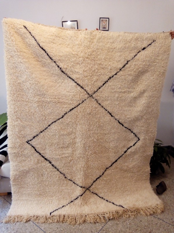 Beni Ourain Rug  - Shag Pile - Full Wool - 227 X 185cm