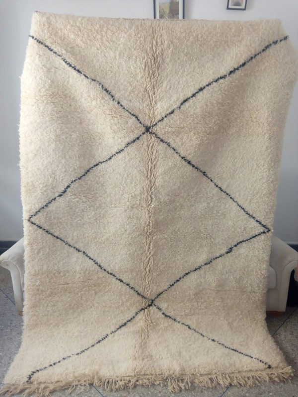 Beni Ouarain Rug  - Shag Pile - Natural Wool  - 240 X 170cm
