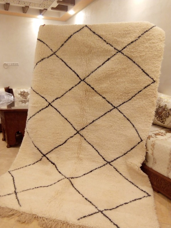 Moroccan Beni Ourain Style - Handmade carpet  - Tribal Rug - Shaggy - Full Wool - 255 X 172cm