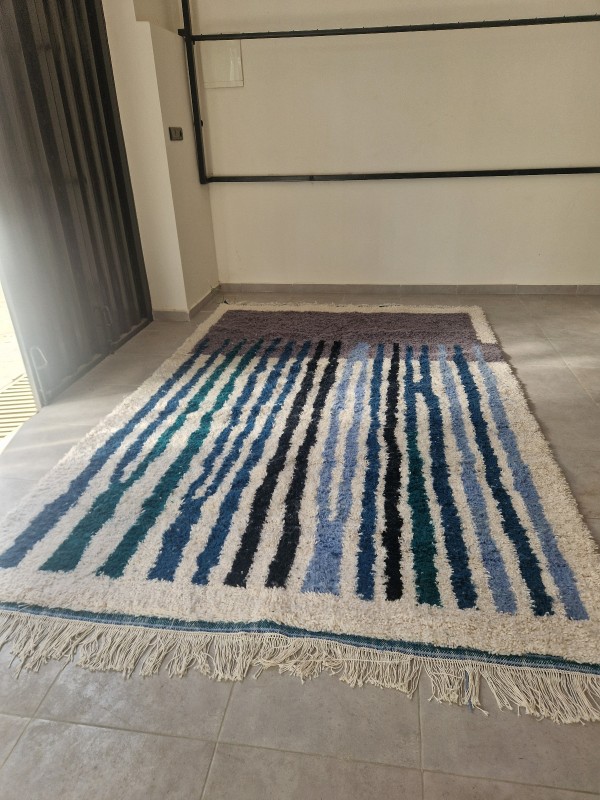 Berber Design - blue  pattern rug - handmade Moroccan Carpet - 300x200 CM
