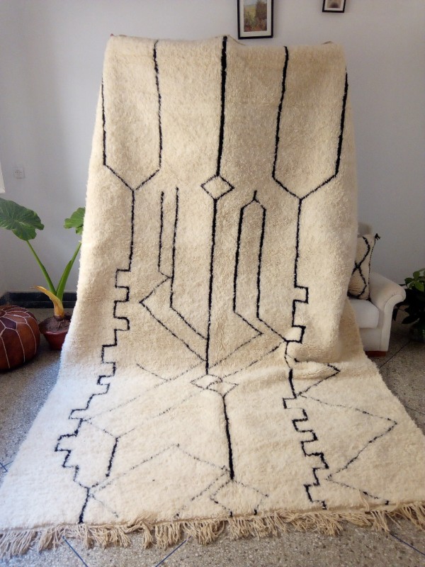 Moroccan Rug - Large Berber Rug - Full Wool - Beni Ourain Carpet Style  - 330 X 205cm