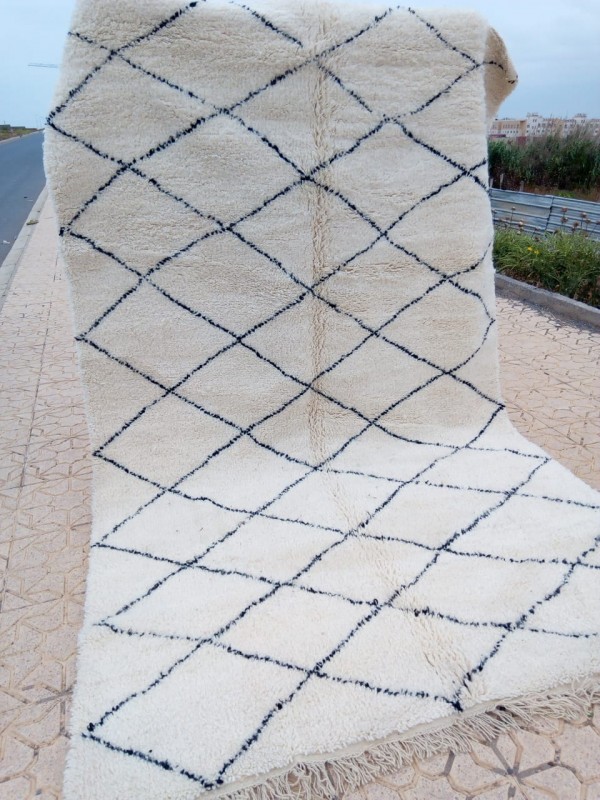 Beni Ourain Rug - Shag Pile - Natural Wool - 300 X 200cm