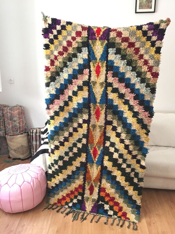Vintage Moroccan Boucherouite (Boucheroute) Rug - Authentic rugs - Natural Wool - 190x96