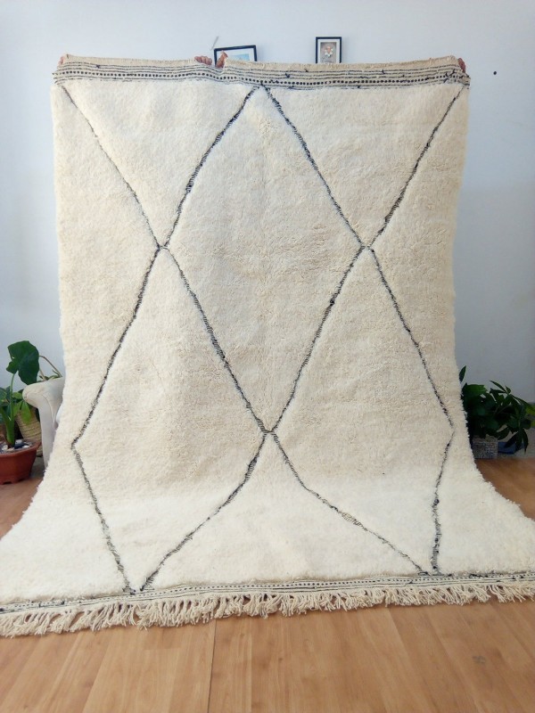 Beni Ourain Rug Style Rug - Diamoands Faded Pattern - Tribal Rug - Berber Style Carpet - Full Wool - 300 X 205cm