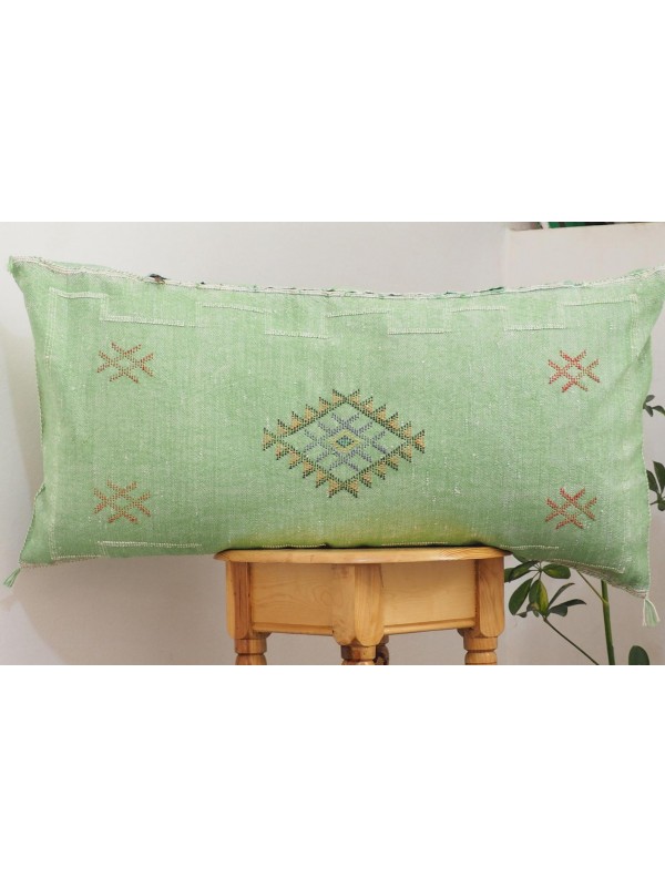 LUMBAR Sabra silk large Moroccan sabra CACTUS cushion - green pillow  - unstuffed 